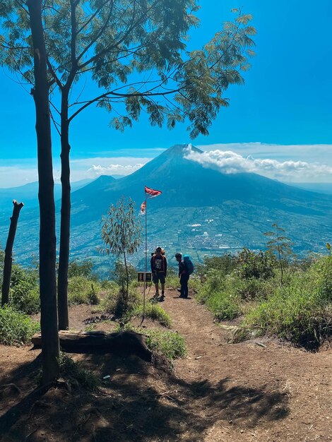 View on the way up mount sumbing in central java