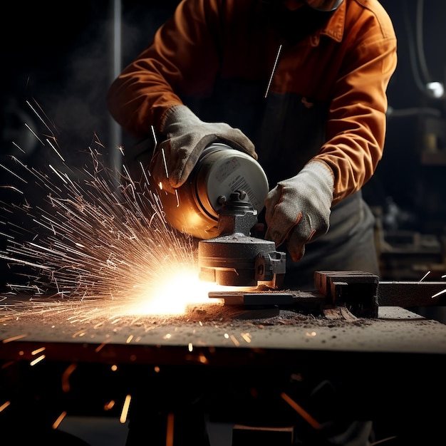 View of Welder at Work in Workshop