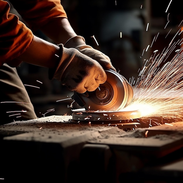 View of Welder at Work in Workshop