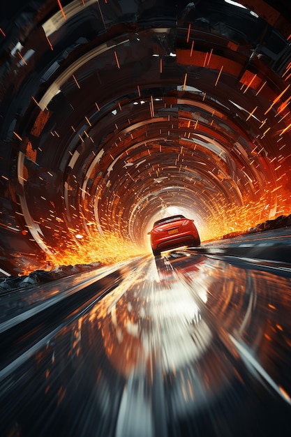 Foto vista della ruota dell'auto che corre ad alta velocità