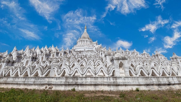 View of the white Mingun Pagoda. Myanmar