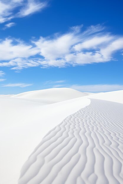 Foto vista di sabbia bianca dune blu cielo deserto pavimento fluente abiti texas pieno edificio di lente di lava