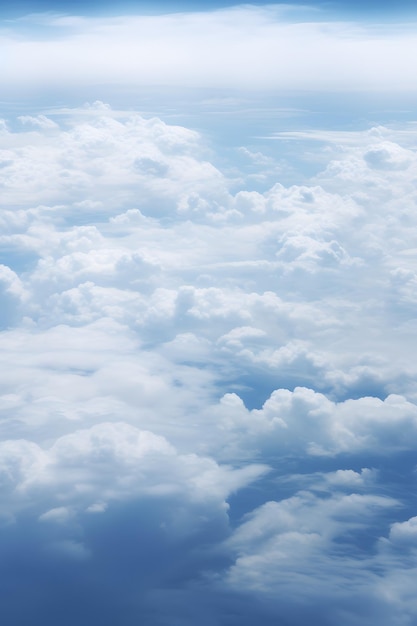 a view of a white sky with blue clouds over a flat area