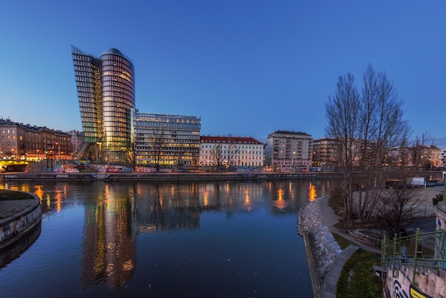 View of Wien River and Vienna City