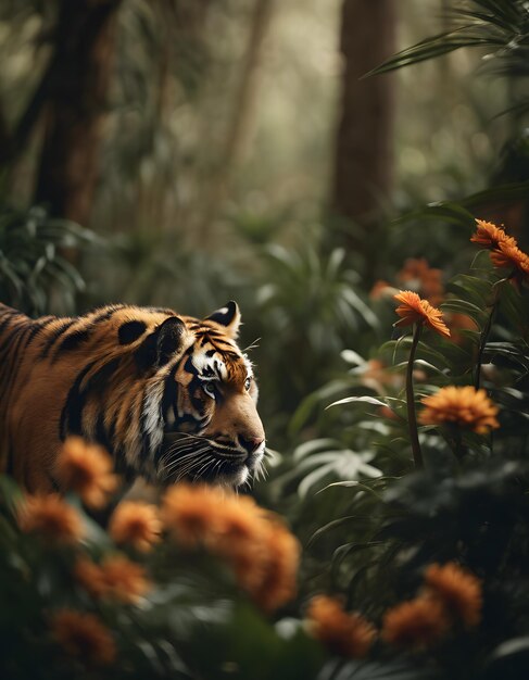 View of wild tiger in nature