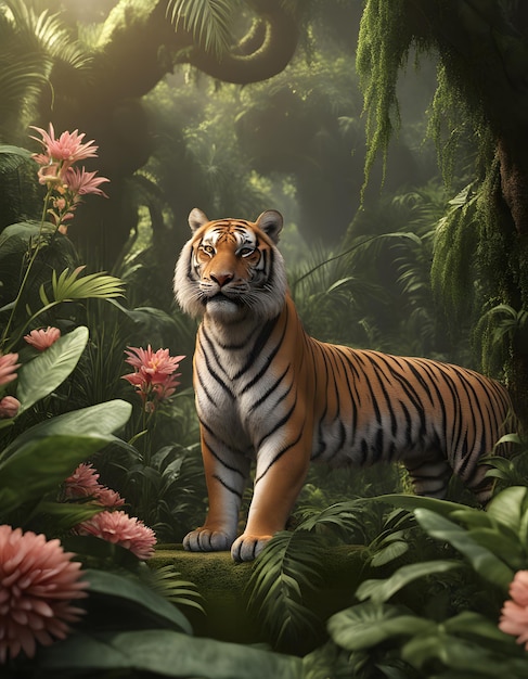 View of wild tiger in nature