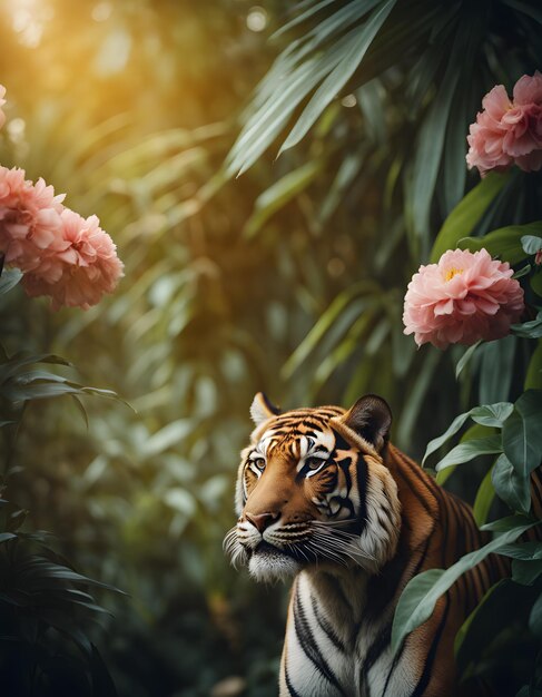 View of wild tiger in nature