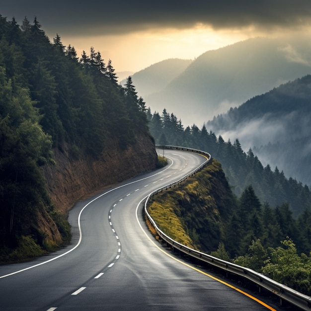 View of a winding asphalt road