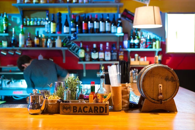 Photo view of wine bottles on table