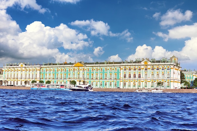 View Winter Palace  in  Saint Petersburg from Neva river. Russia