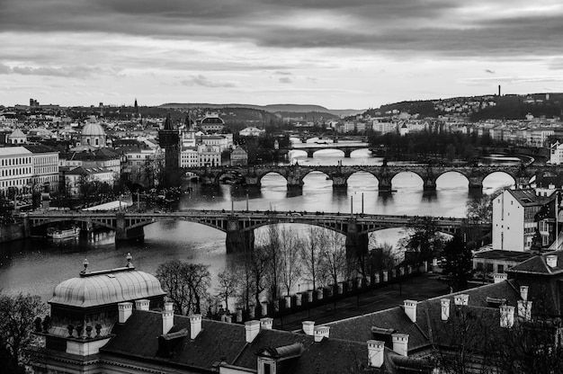 チェコ共和国の冬のプラハの眺め