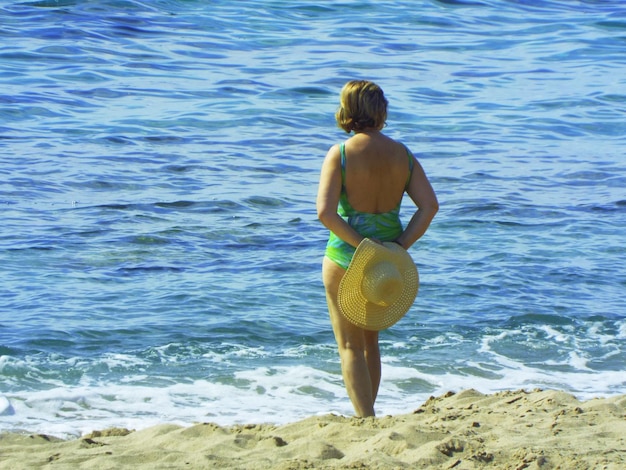 View of woman on beach