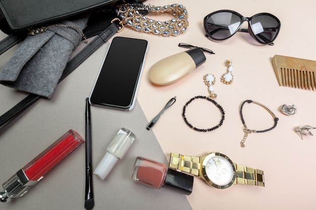 Premium Photo | View on women bag stuff