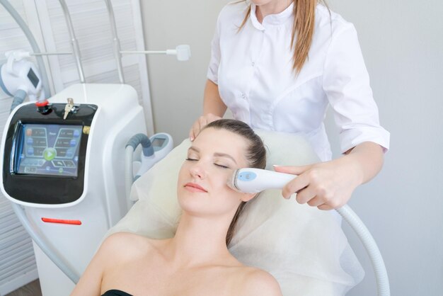 View women\'s spa procedure electrical stimulation facial skin\
care