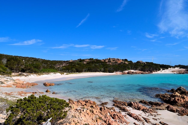 A view of the wonderful pink beach in costa smeralda sardinia italy