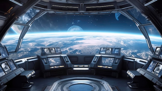 Viewing Planet Earth from the Serenity of the Spaceship Interior Generative AI