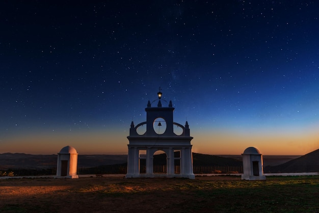 Viewpoint of arias montano with a sky full of stars in alajar\
tourist place in huelva spain