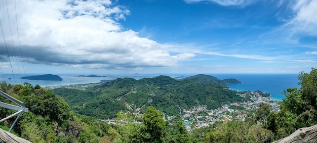 Viewpoint landscape city and sea at phuket