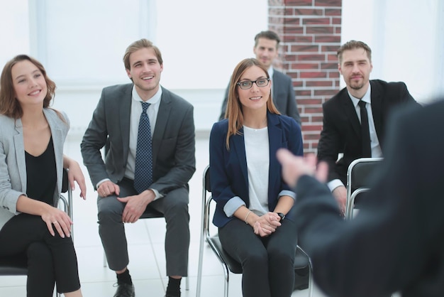 Viewpoint shot of business people in the meeting room