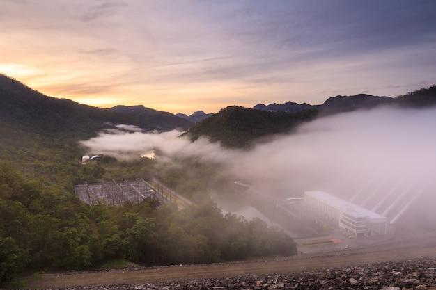 Viewpoint of Srinagarind dam, Thailand. The dam for hydroelectric plans.