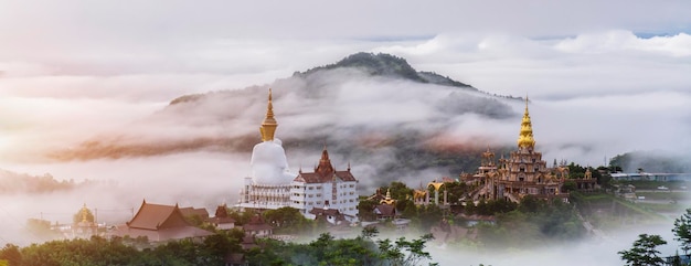 Viewpoint of Wat Phra That Pha Son Kaew Khao Kho Phetchabun Thailand Buddhist concept