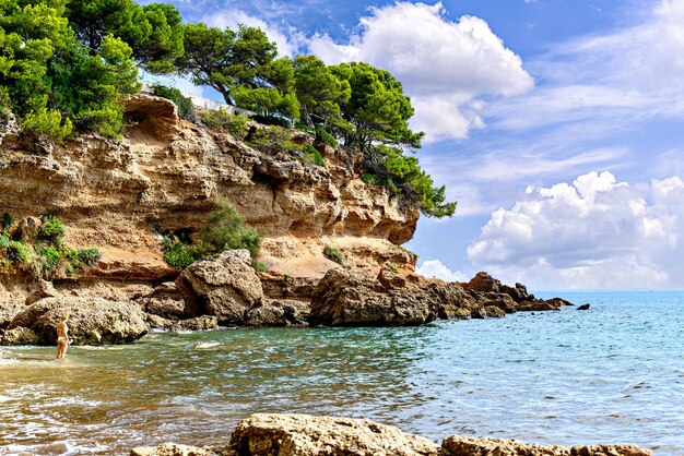 Views of the beautiful cove in the town of Miami Playa Tarragona Catalonia Spain