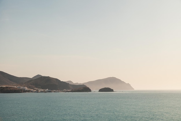 Photo views of escullos beach and surroundings in almeria spain