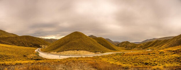 Photo views from the summit in the alpine lindis pass