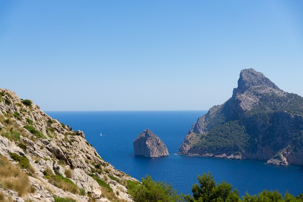 Views from the viewpoint es Colomer in Mallorca the Balearic Islands Spain