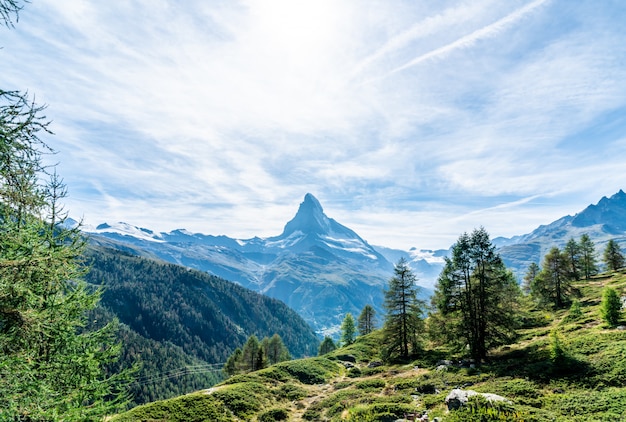 Views of the Matterhorn peak in Zermatt, Switzerland