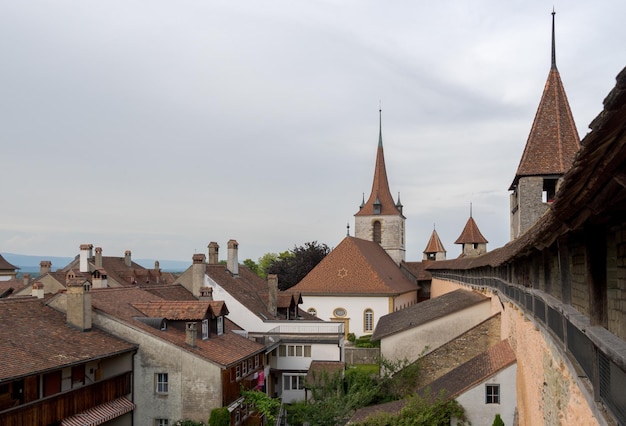 스위스 프라이부르크(Freiburg) 주의 무르텐(Murten) 시정촌의 전망