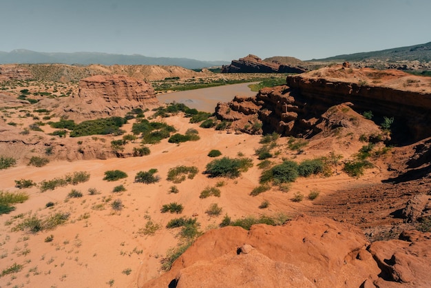 アルゼンチン北部のサルタにあるクエブラダ・デ・ラス・コンチャス (Quebrada de las Conchas) の景色