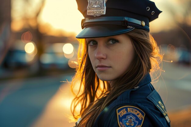 Photo vigilant african american police woman in sunglasses generate ai