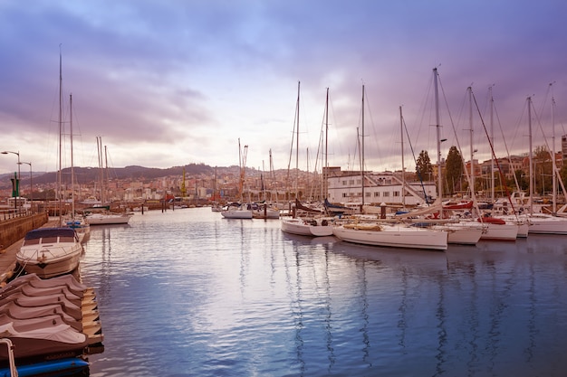 Vigo skyline and port in Galicia Spain