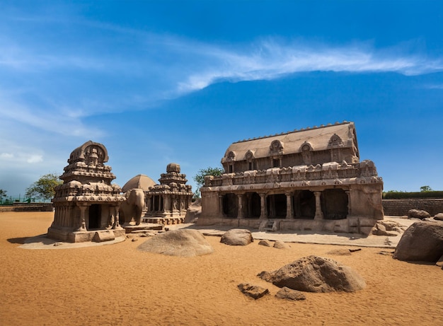 Vijf Rathas Mahabalipuram Tamil Nadu Zuid-India