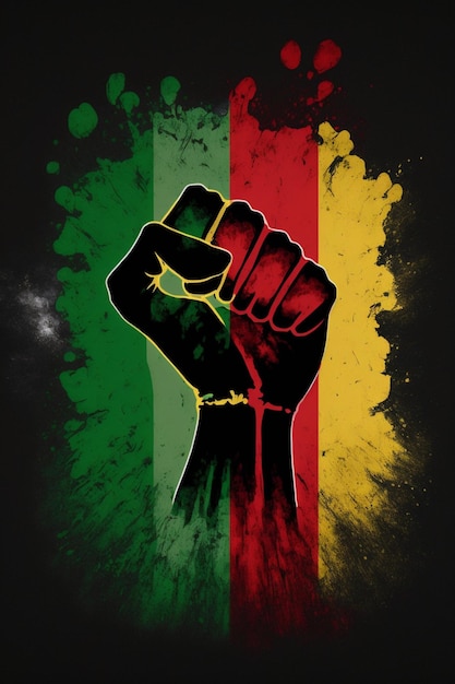 Vijf vuisten PanAfrican flag Generatieve Ai