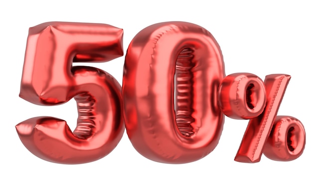 Vijftig procent 50 ballon tekst 3D-illustratie