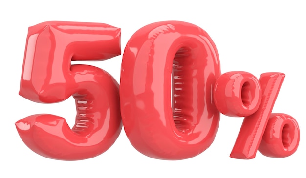 Vijftig procent 50 ballontekst 3D illustratie