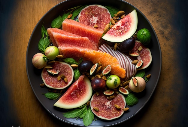 Vijgen en achterham in een salade