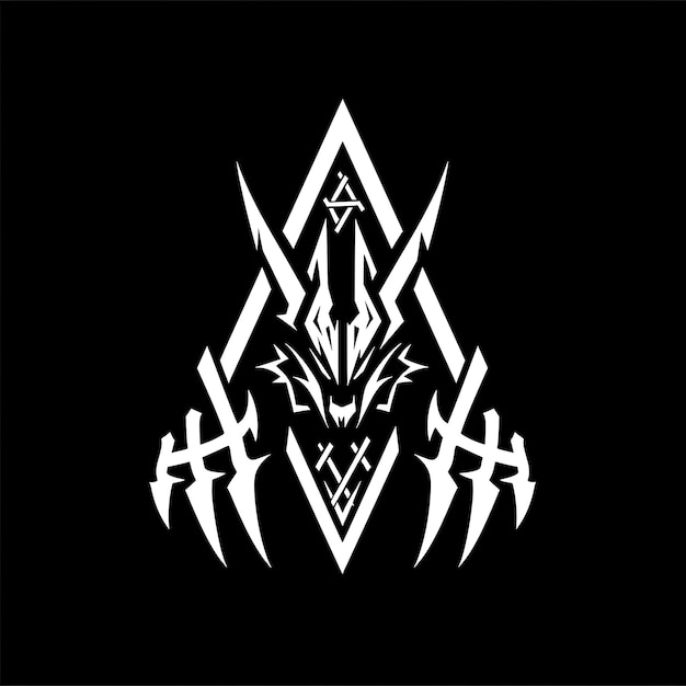 Viking Berserker Sigil Logo With Wolf Claws and Viking Runes Tshirt Tattoo Ink Outline CNC Design