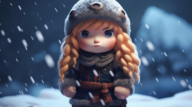 Viking cute person snow settlement