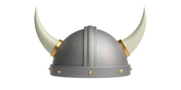 Foto viking helm met horens geïsoleerde uitsnede tegen witte achtergrond 3d illustratie