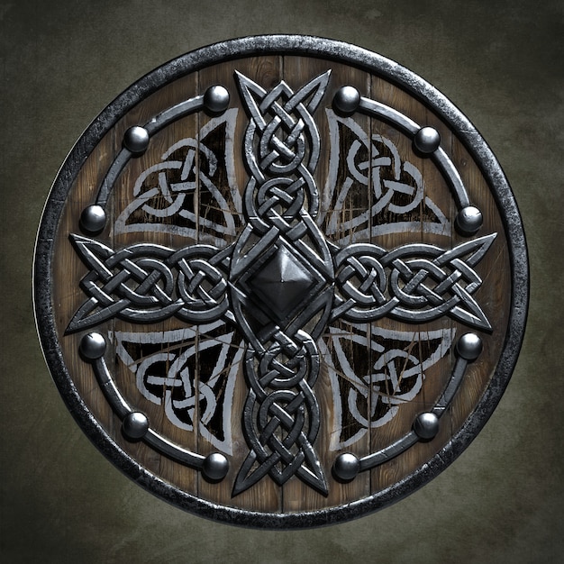 Photo viking shield. 3d illustration