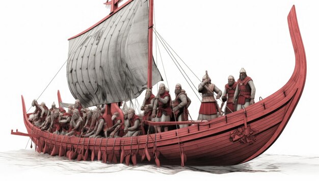 Viking ship and crew Generative AI