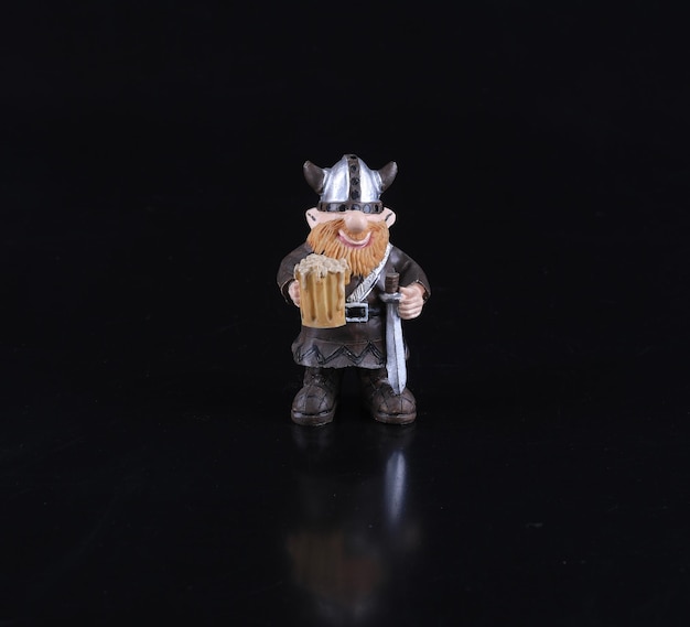 viking toy on black background