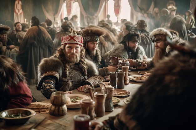 Photo viking twins on a feast