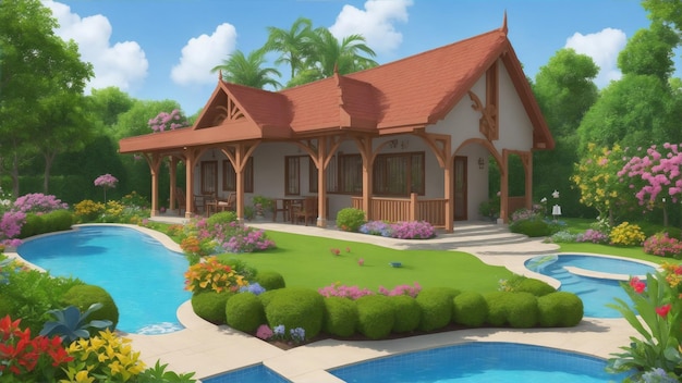 Villa with garden and swimming pool