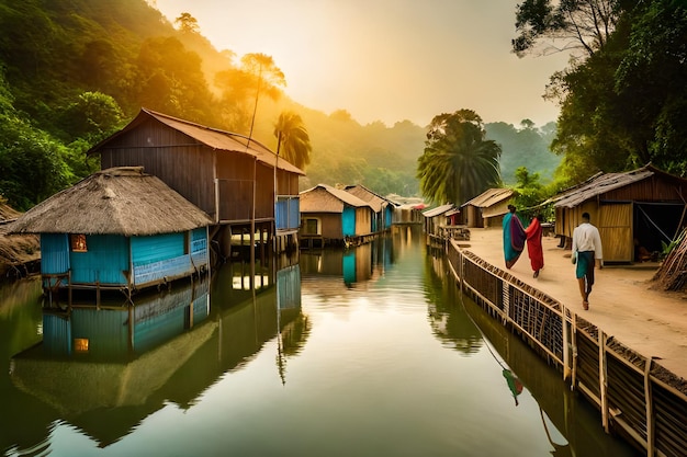 a village by the river