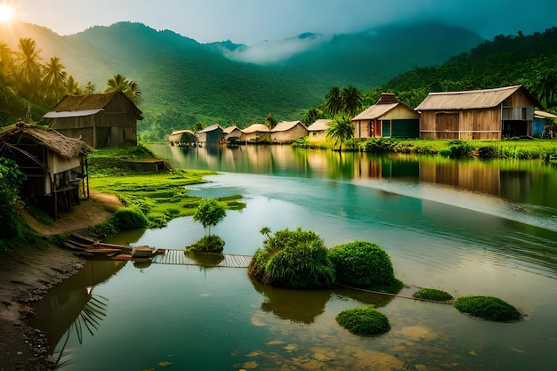 a village by the river