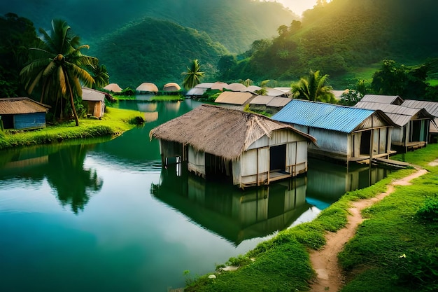 a village by the river